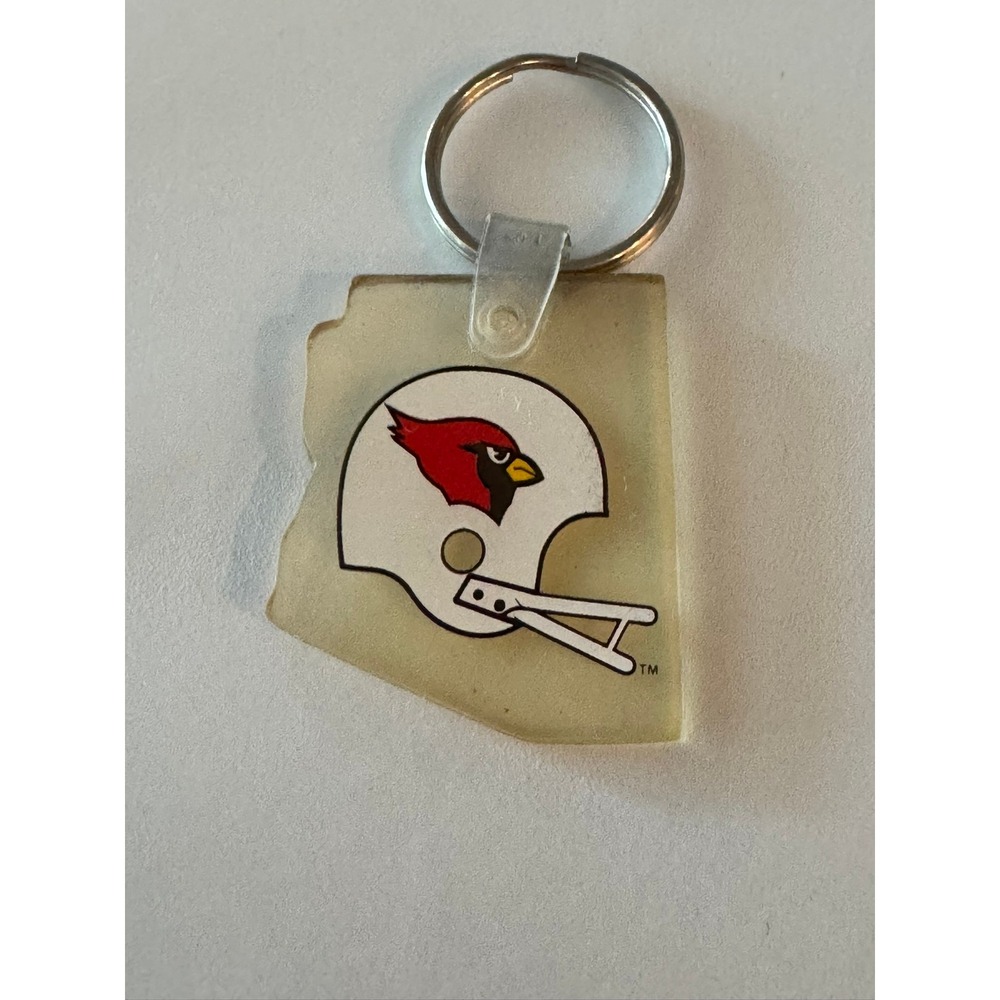 Vintage Arizona Cardinals Helmet Keychain State Shape Logo NFL Football Souvenir